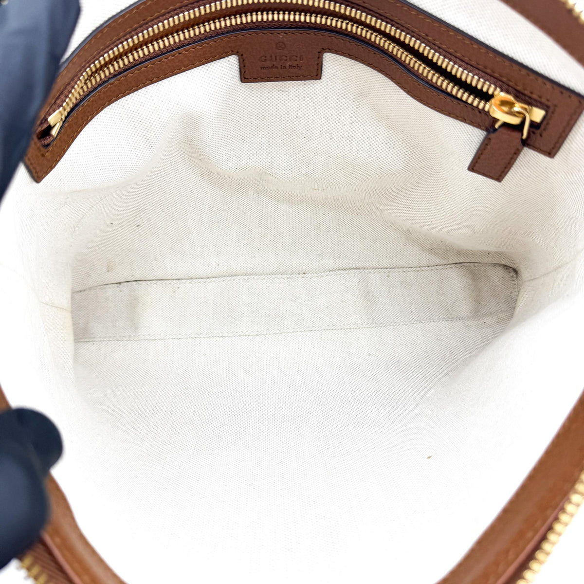 Gucci Zip Messenger Jumbo GG Canvas, Brown, Canvas, Handbag