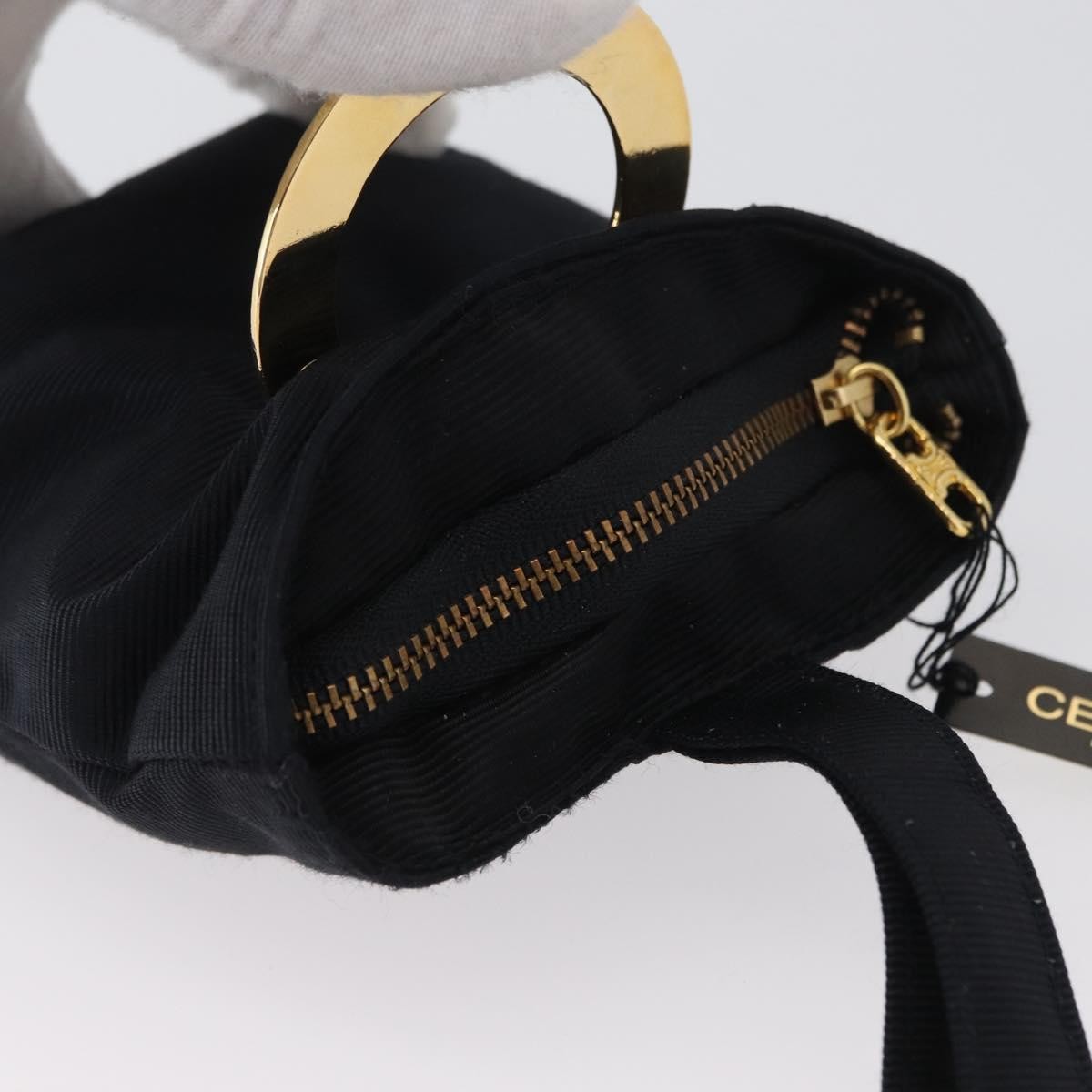 Celine Circle Logo Pouch Canvas, Black, Canvas, Clutch