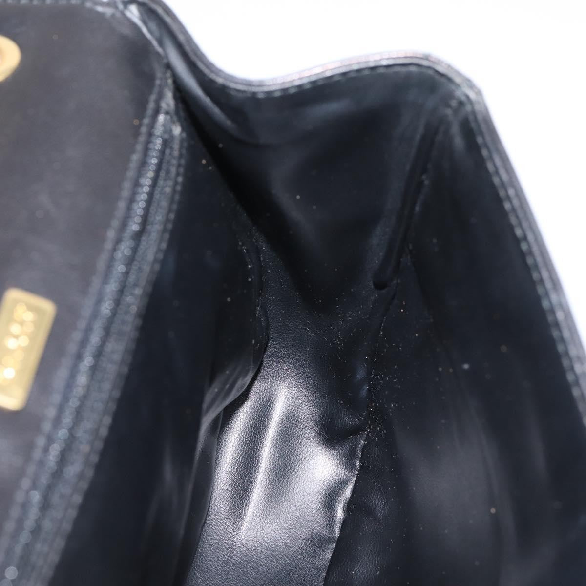Bally Vintage Chain Quilted Leather, Black, Leather, Shoulder Bag