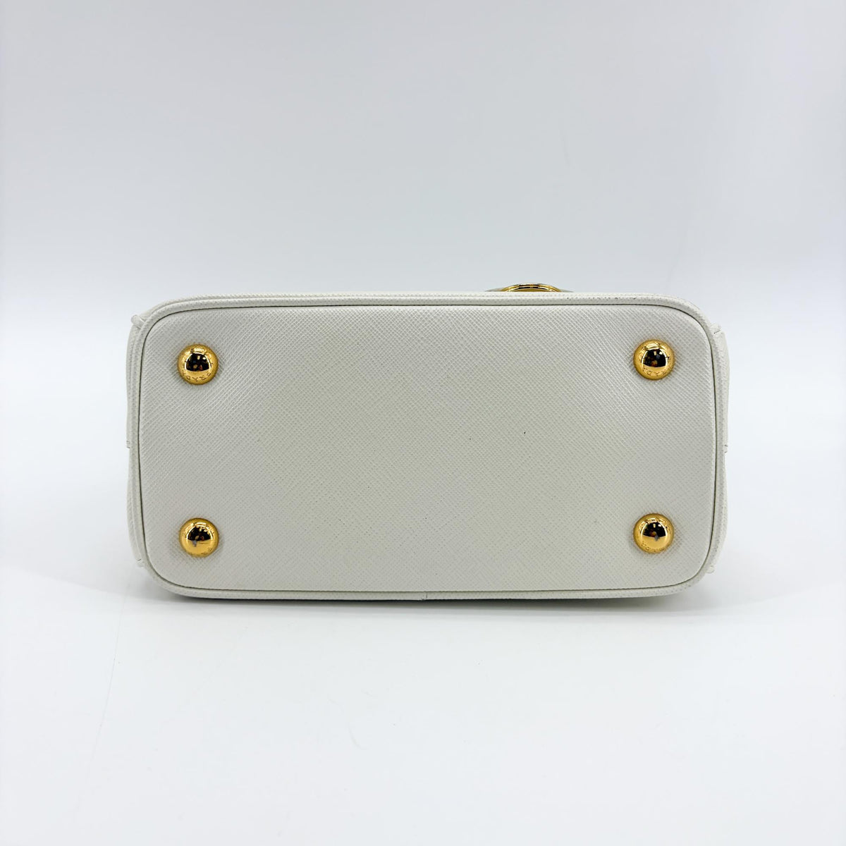 Prada Galleria Double Zip Saffiano Leather, White, Leather, Tote Bag