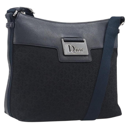 Christian Dior Vintage Street Chic Messenger Diorissimo Canvas and Leather, Black, Canvas, Handbag