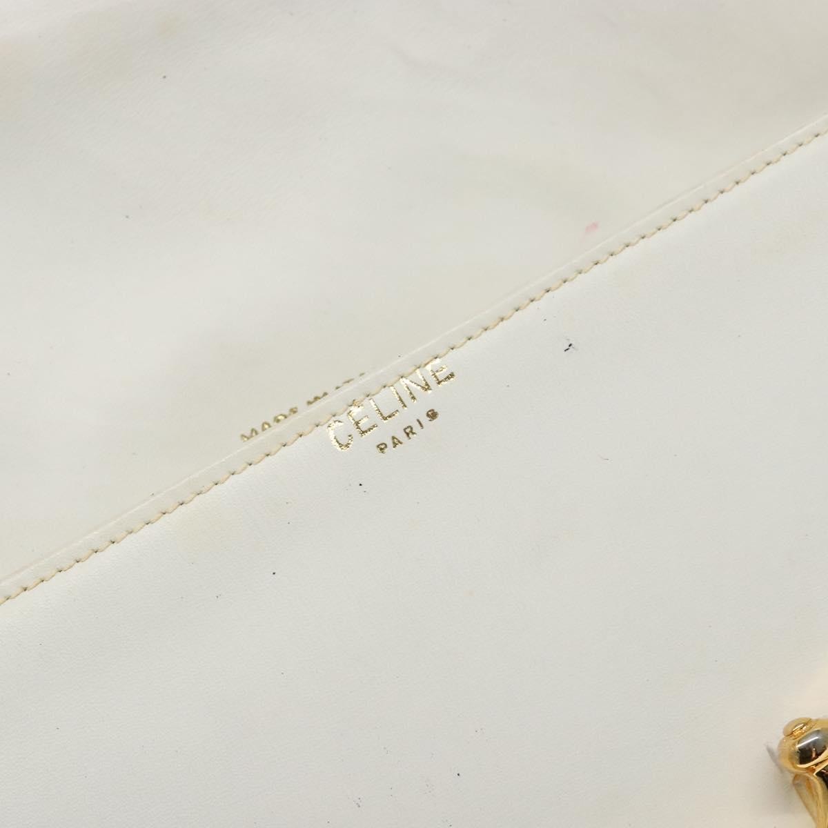 Celine Shoulder Leather, White, Leather, Shoulder Bag