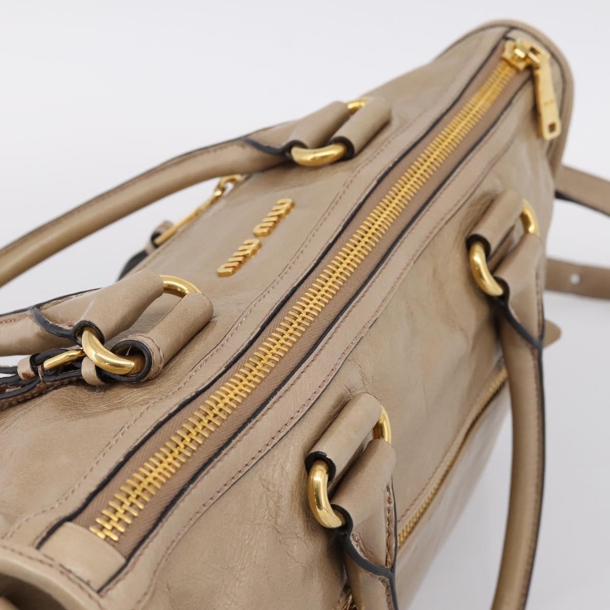 Miu Miu Convertible Bauletto Vitello Shine, Beige, Leather, Handbag