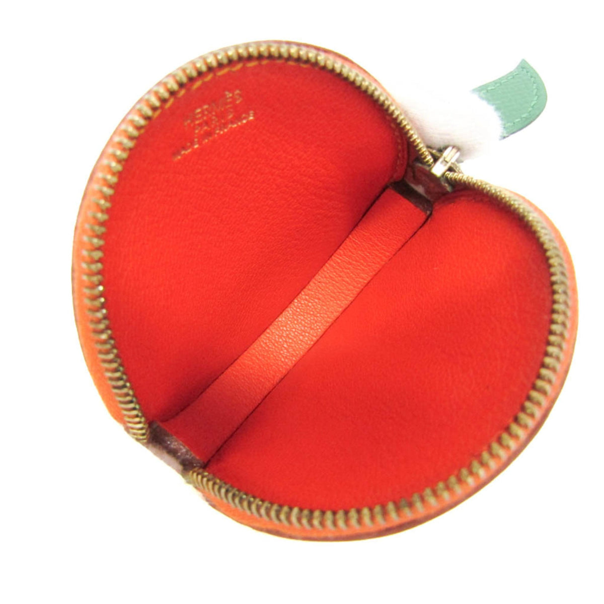 Hermes Orange Slice Coin Leather, Orange, Leather, Clutch