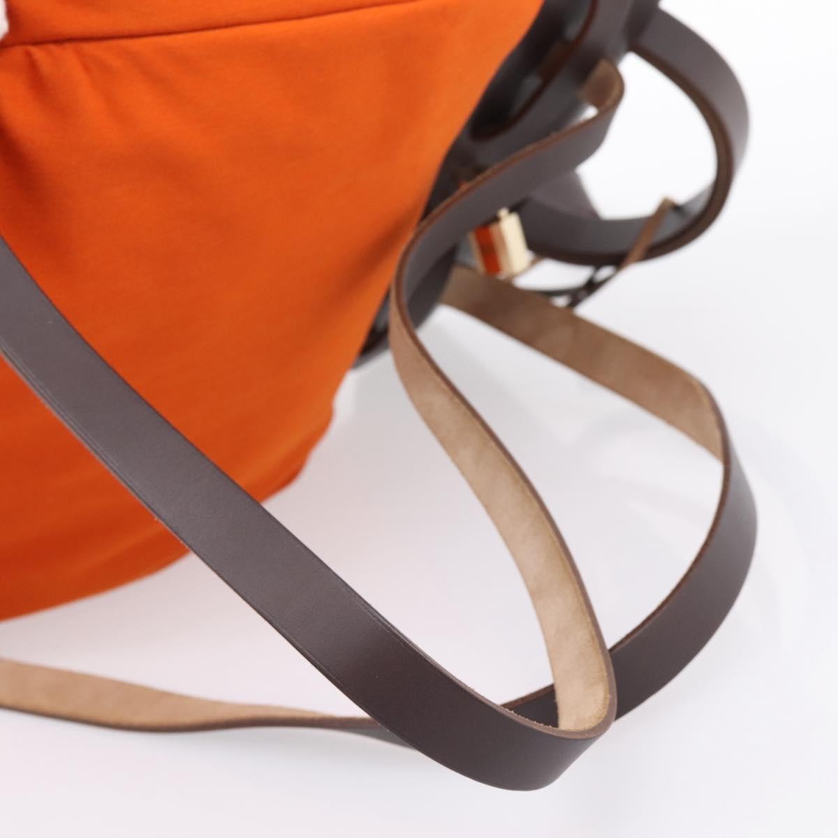 Hermes Herbag A Dos Toile, Orange, Canvas, Backpack