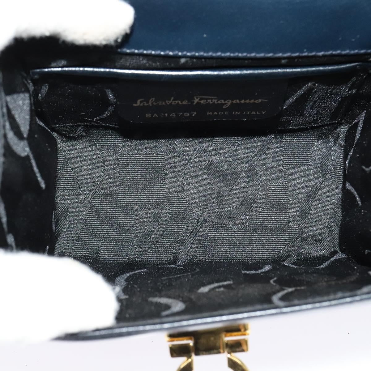 Salvatore Ferragamo Gancini Leather, Black, Leather, Shoulder Bag