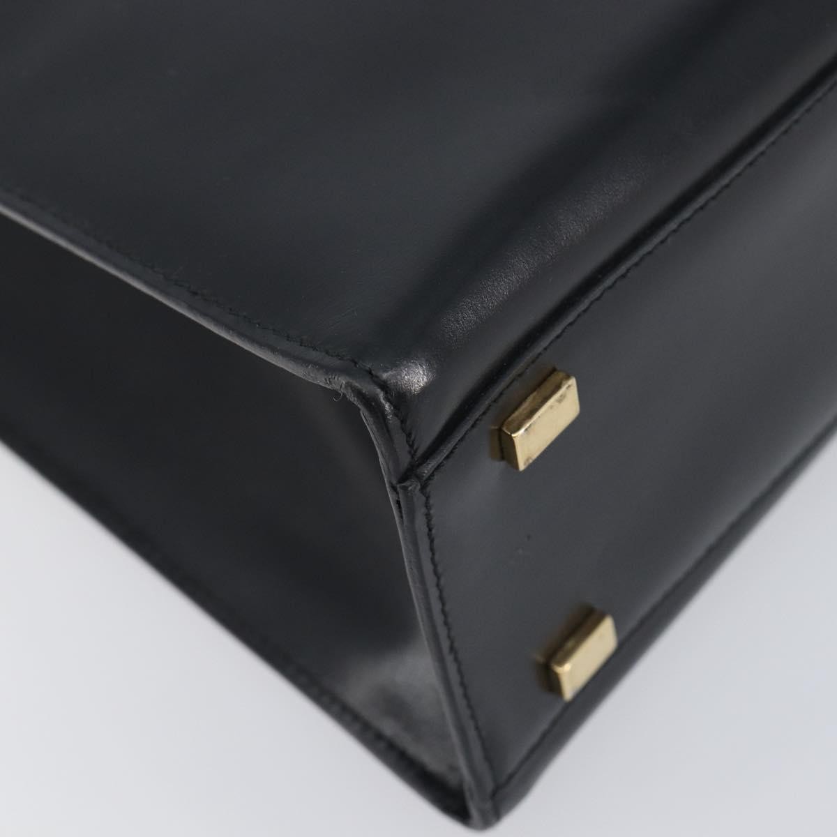 Celine Top Handle Leather, Black, Leather, Handbag