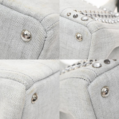 Prada Canapa Convertible Rhinestone Embellished Canvas, Gray, Canvas, Tote Bag