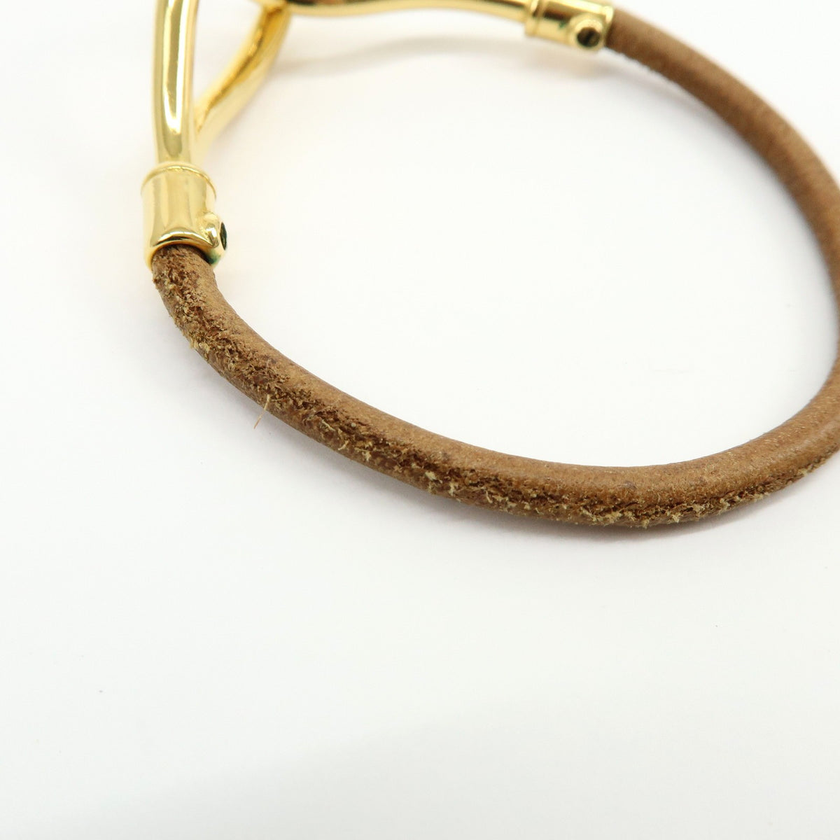 Hermes Jumbo Hook Braided Leather and Metal, Brown, Leather, Bracelet