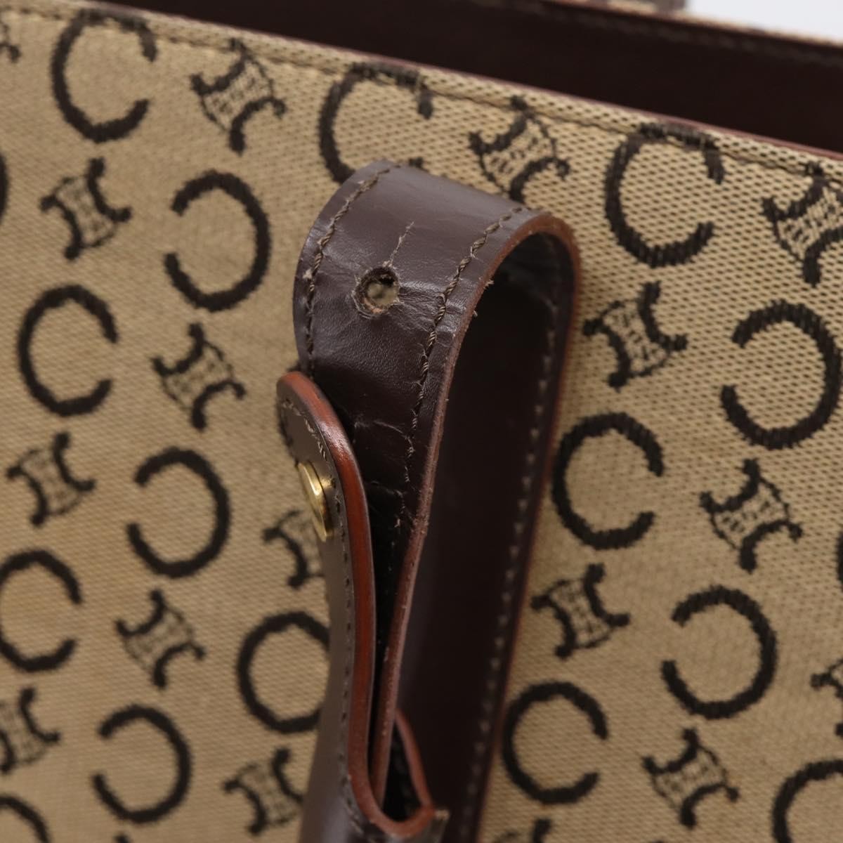 Celine C Macadam Canvas and Leather, Beige, Canvas, Tote Bag