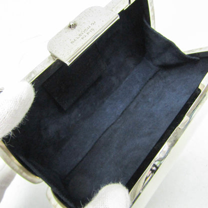 Balenciaga Hard Case Clutch Leather with Metal Detail, White, Leather, Clutch