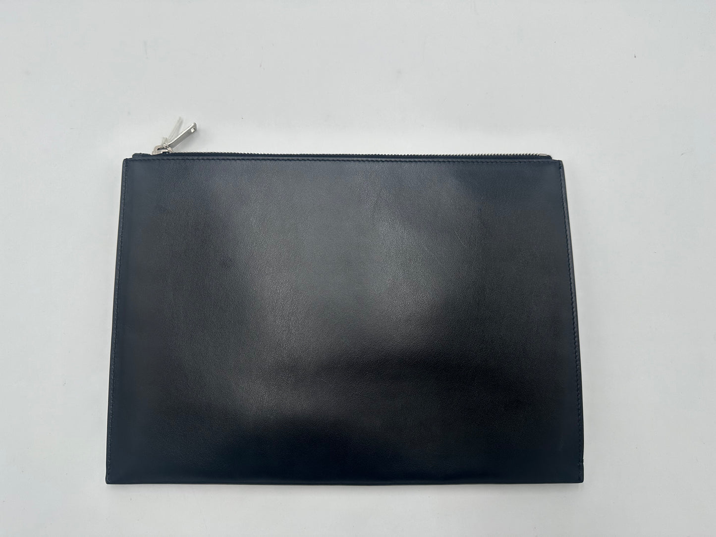 Saint Laurent Zip Pouch Leather, Black, Leather, Clutch