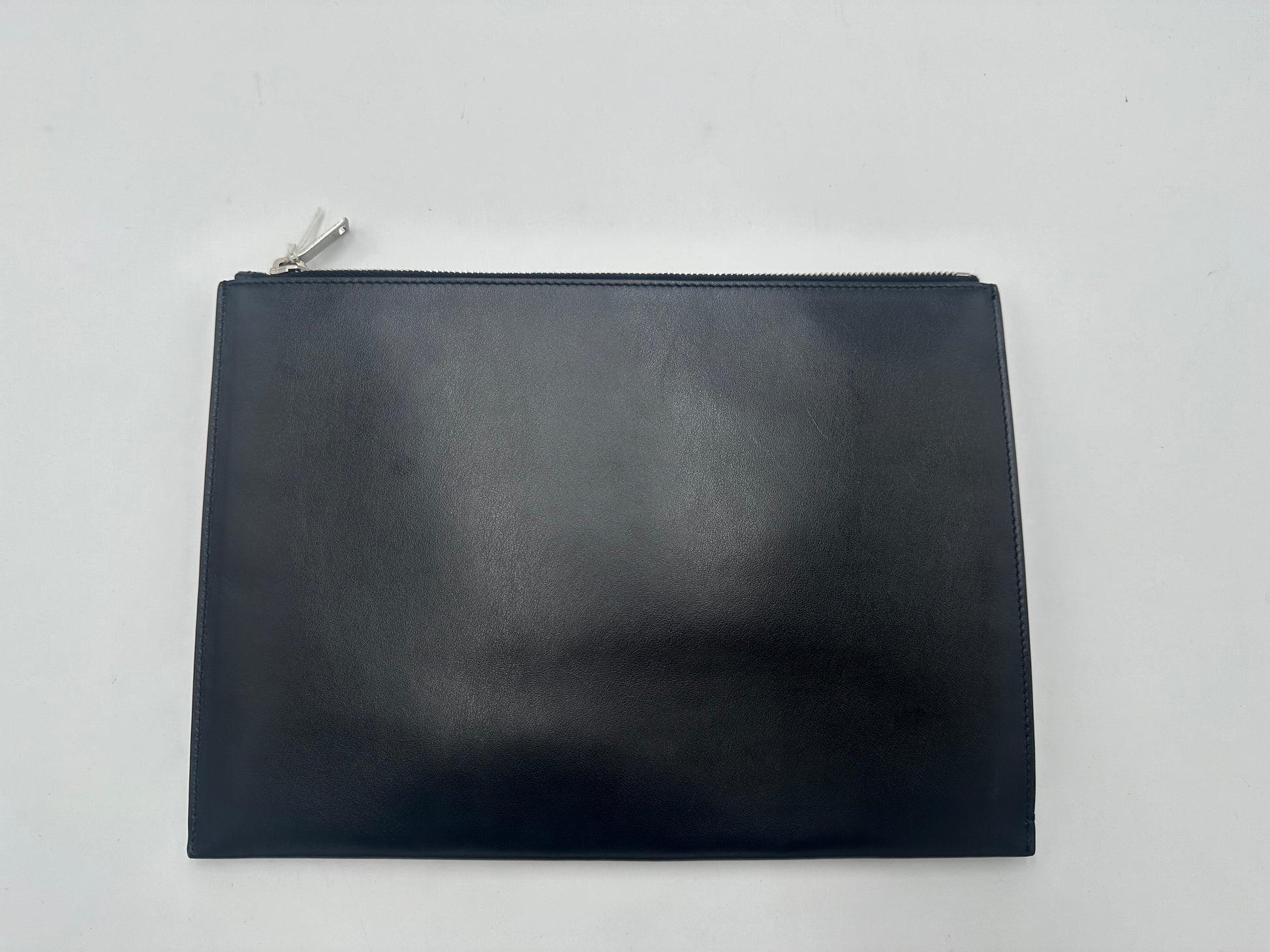 Saint Laurent Zip Pouch Leather, Black, Leather, Clutch
