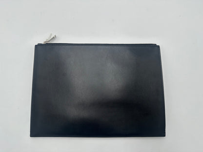 Saint Laurent Zip Pouch Leather, Black, Leather, Clutch
