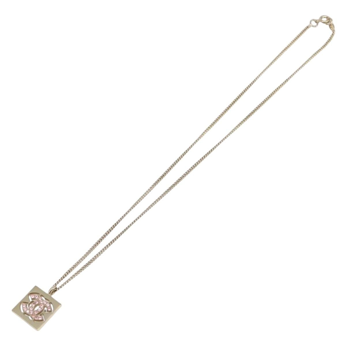 Chanel Square CC Pendant Metal, Gold, Metal, Necklace