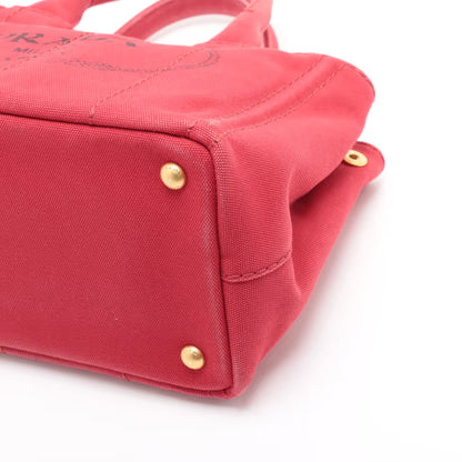 Prada Canapa Convertible Tote Printed Canvas, Red, Canvas, Handbag