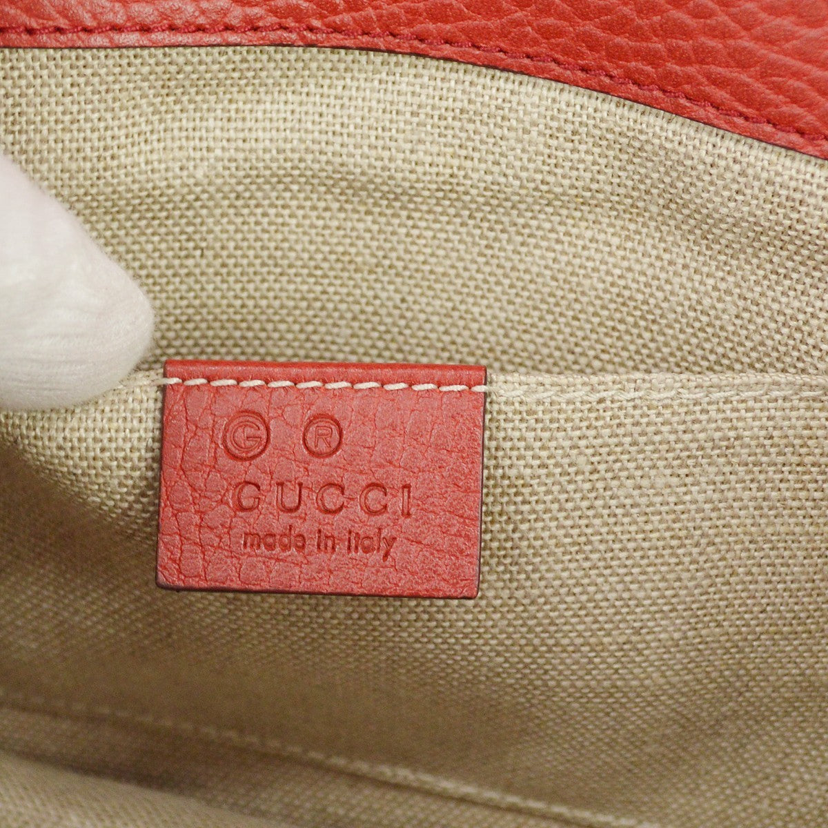 Gucci Interlocking Leather, Red, Leather, Shoulder Bag