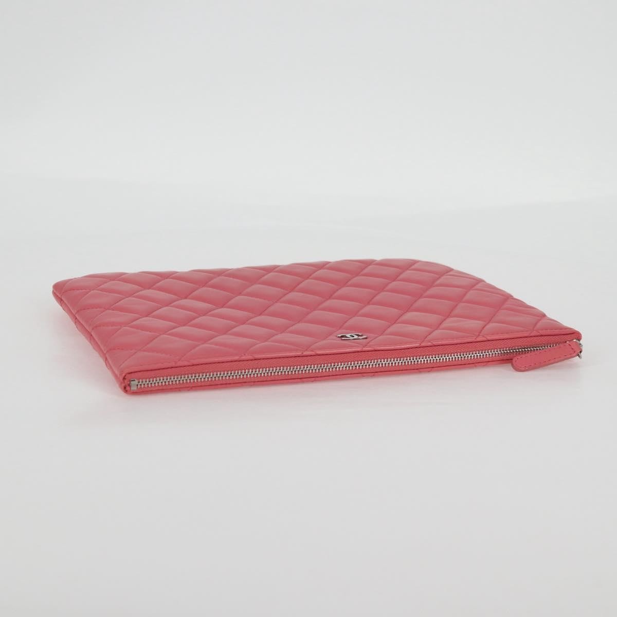 Chanel CC Casino O Case Clutch Quilted Lambskin, Pink, Leather, Clutch