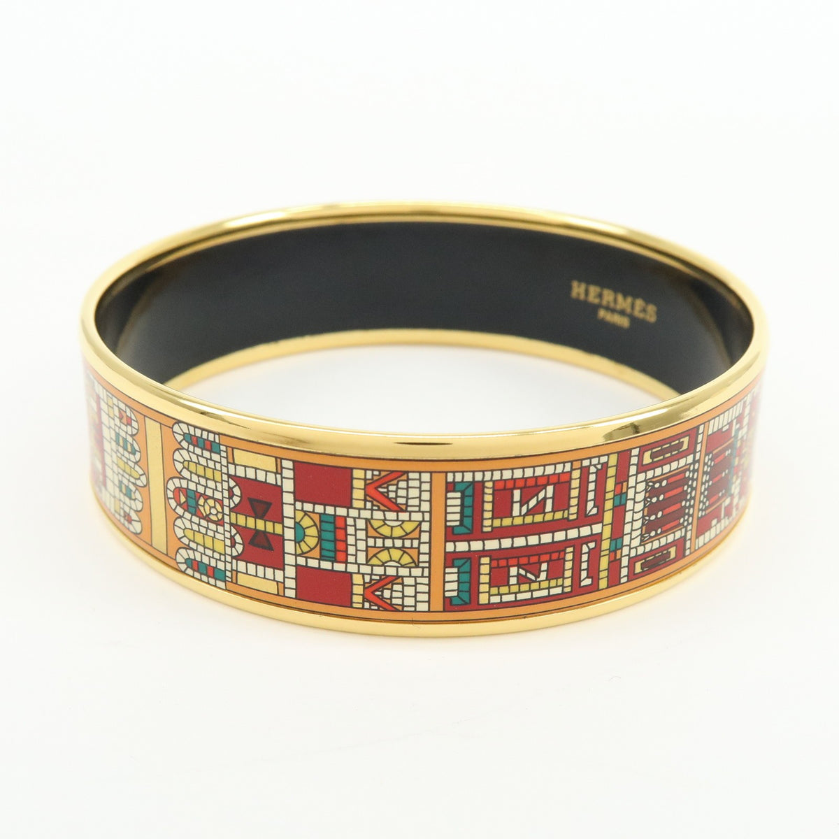 Hermes Caleche Bangle Enamel, Gold, Gold Plated, Bracelet