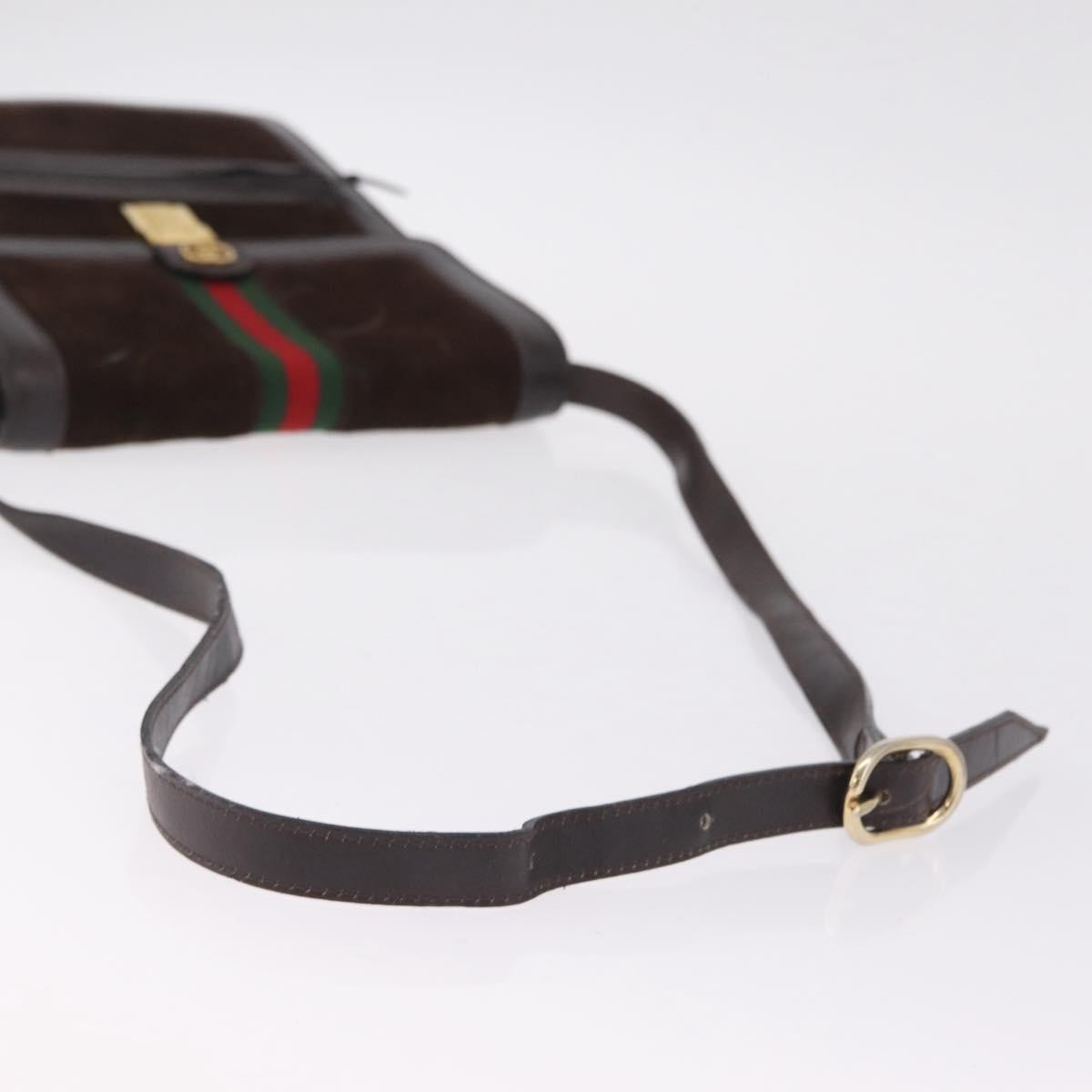 Gucci Vintage Web Sherry Line Suede, Brown, Suede, Handbag