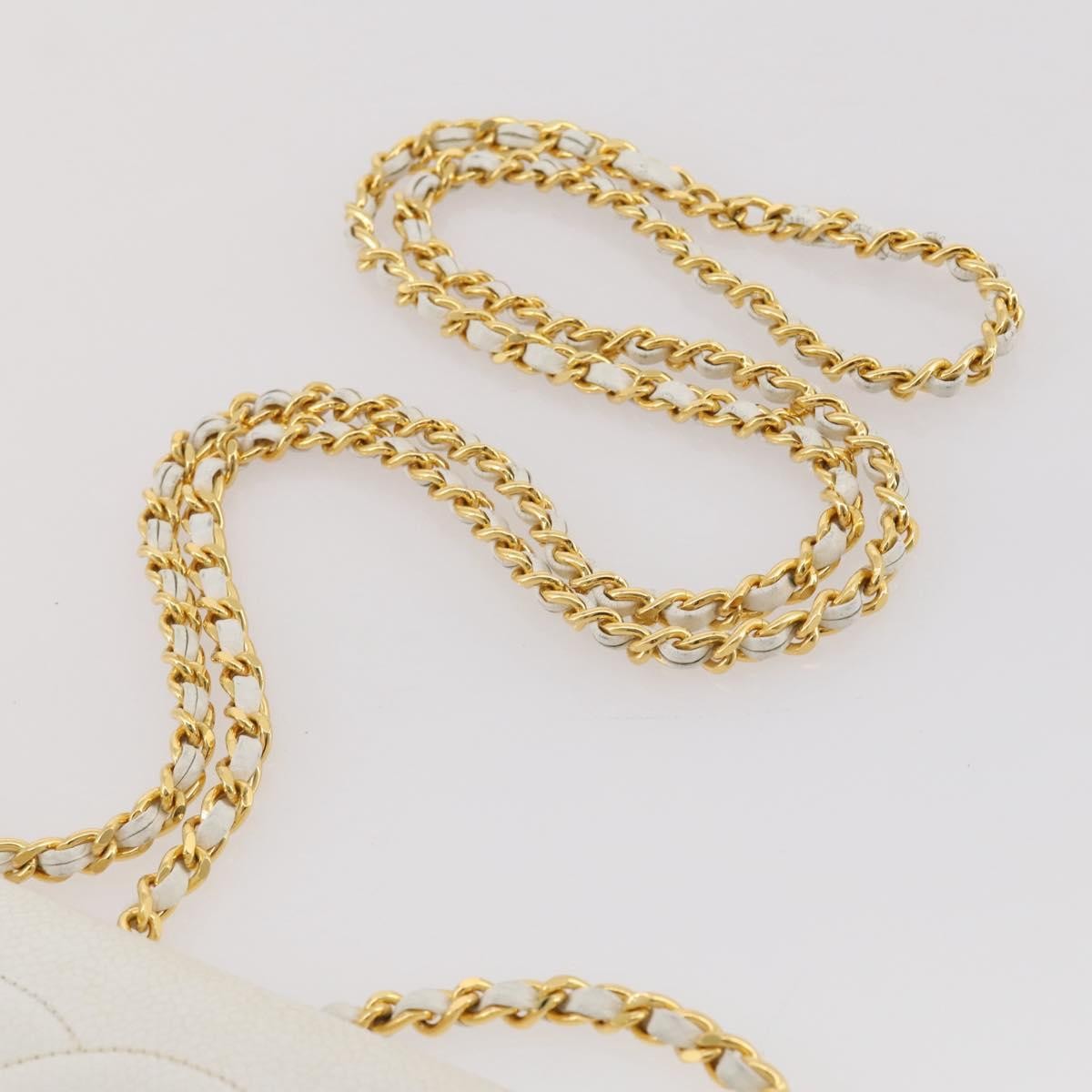 Chanel Vintage Timeless Wallet on Chain Caviar, White, Leather, Crossbody Bag