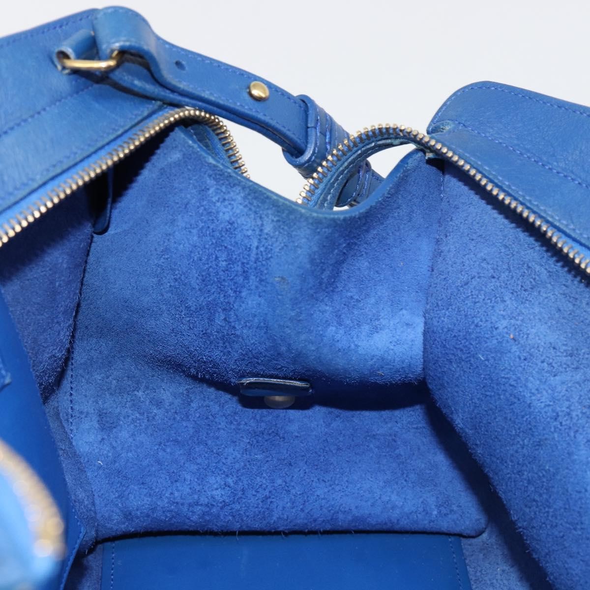 Saint Laurent Classic Y Cabas Leather, Blue, Leather, Tote Bag