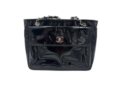 Chanel BLACK PATENT LEATHER HANDBAG diana, Black, Patent Leather, Shoulder Bag