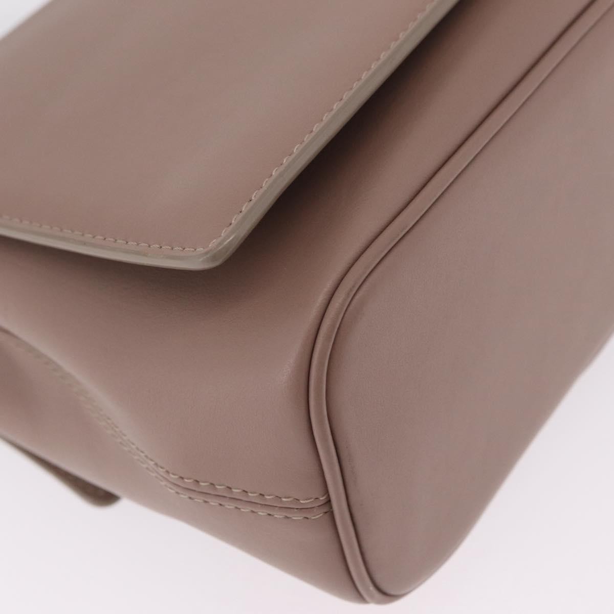 Bvlgari Signature Top Handle Leather, Beige, Leather, Handbag