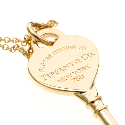 Tiffany & Co. Heart Key Pendant 18K Rose Gold with Diamonds, Gold, Pink Gold, Necklace