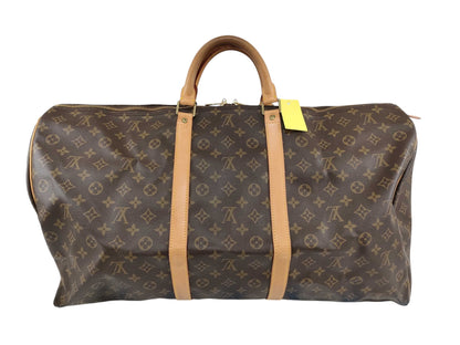 Louis Vuitton Keepall Bag Monogram Canvas, Brown, Leather, Travel Bag