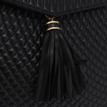 Bally Vintage Chain Quilted Leather, Black, Leather, Shoulder Bag