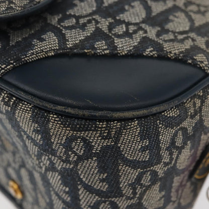 Christian Dior Vintage Saddle Bowler Diorissimo Canvas, Navy, Canvas, Handbag