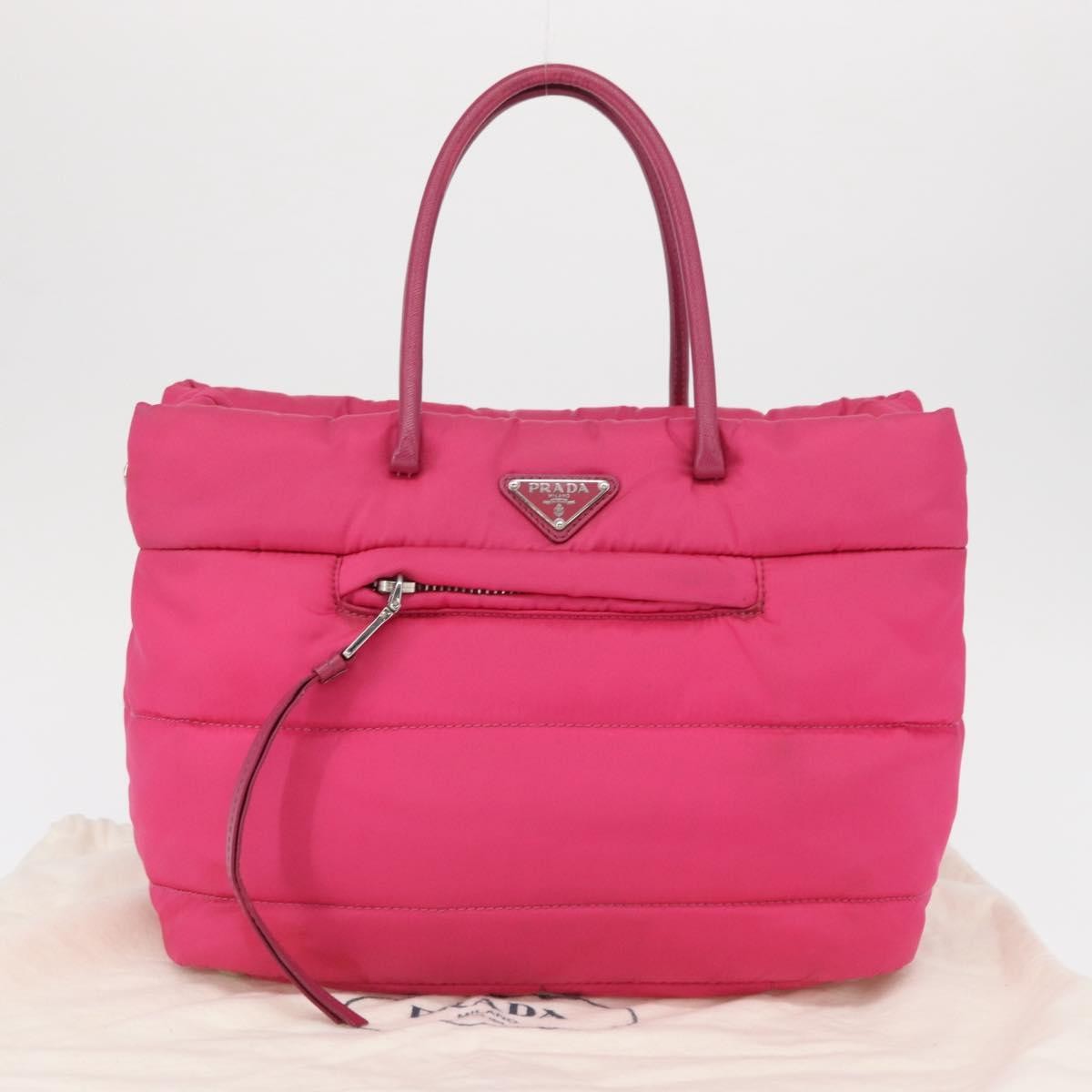 Prada Bomber Tessuto, Pink, Nylon, Tote Bag