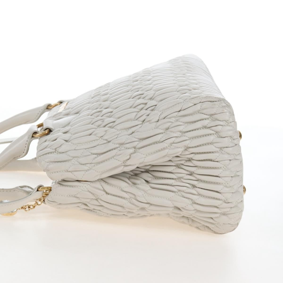 Miu Miu Crystal Convertible Matelasse Leather, White, Leather, Tote Bag