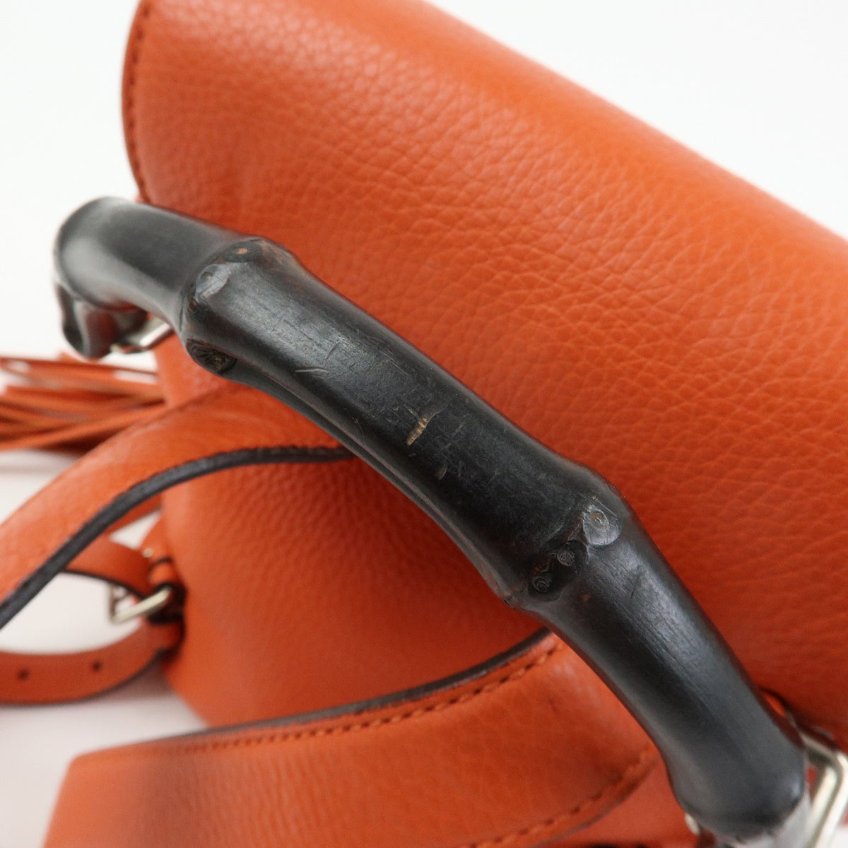 Gucci Bamboo Tassel Leather, Orange, Leather, Backpack