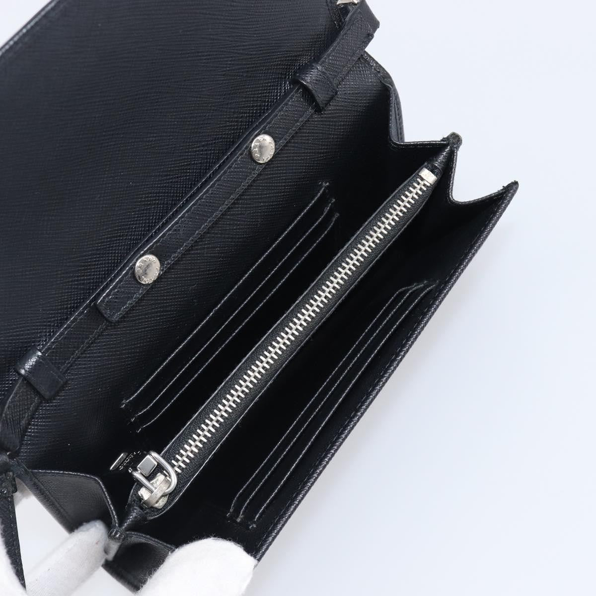 Prada Flap Studded Saffiano Leather, Black, Leather, Crossbody Bag