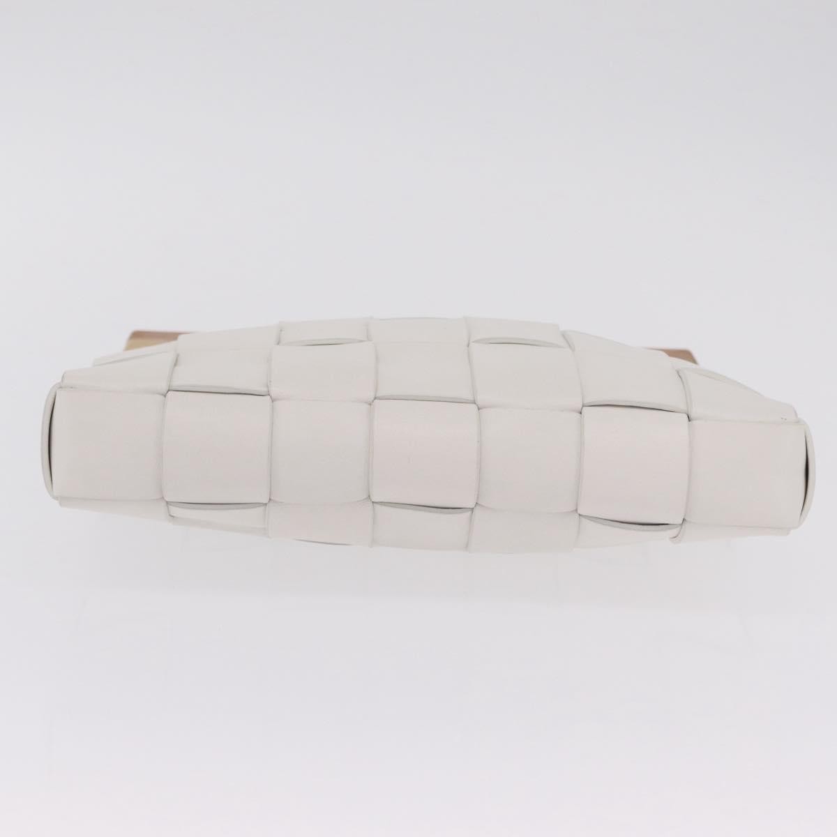 Bottega Veneta The Snap Clutch Maxi Intrecciato Leather with Wood and Metal, White, Leather, Clutch