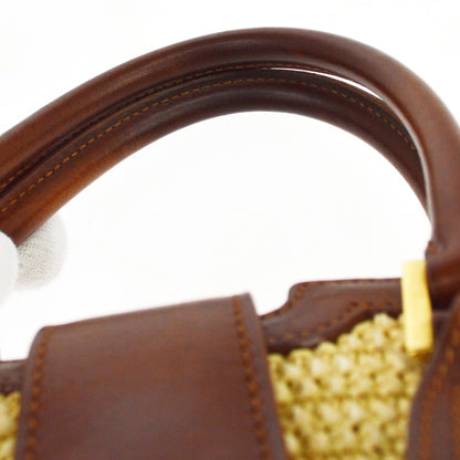 Saint Laurent Monogram Cabas Downtown Straw, Beige, Leather, Tote Bag