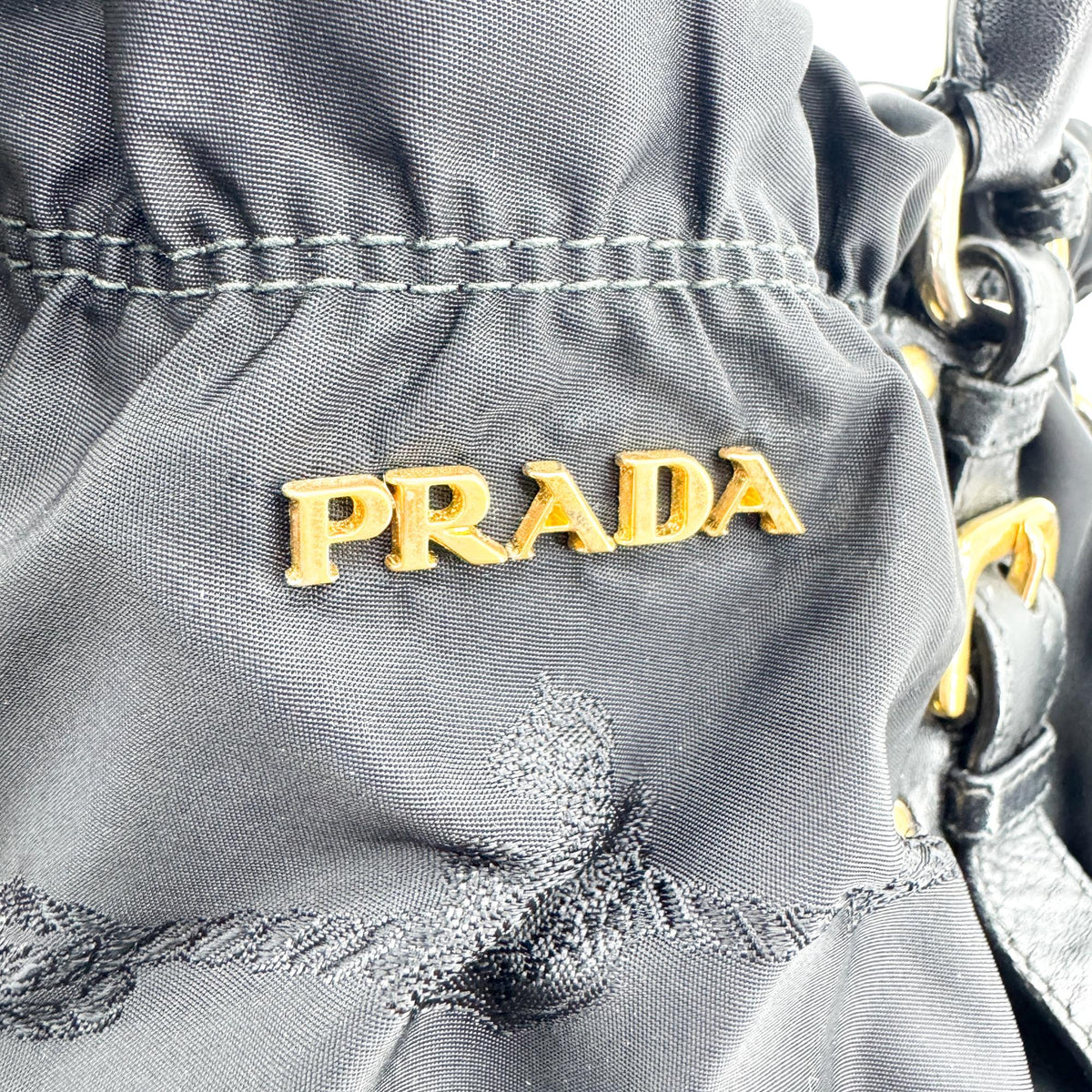 Prada Gaufre Nappa Leather, Black, Nylon, Tote Bag