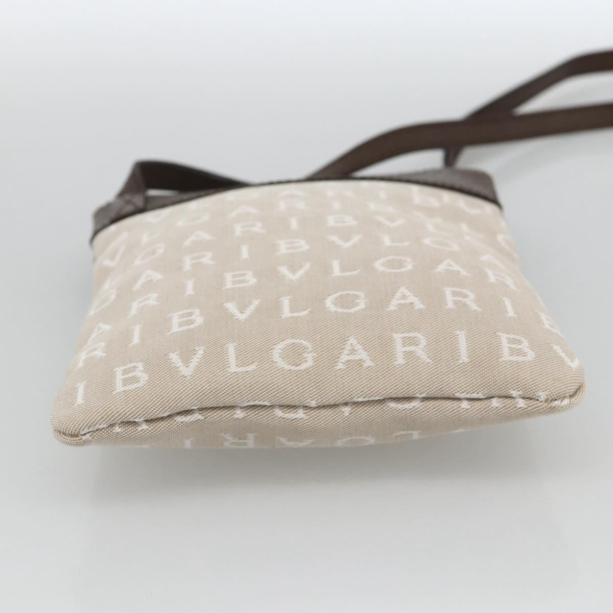 Bvlgari Logomania Canvas with Leather, Beige, Canvas, Shoulder Bag