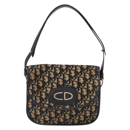 Christian Dior Vintage Trotter Shoulder Bag Canvas, NAVY, CANVAS, Shoulder bag