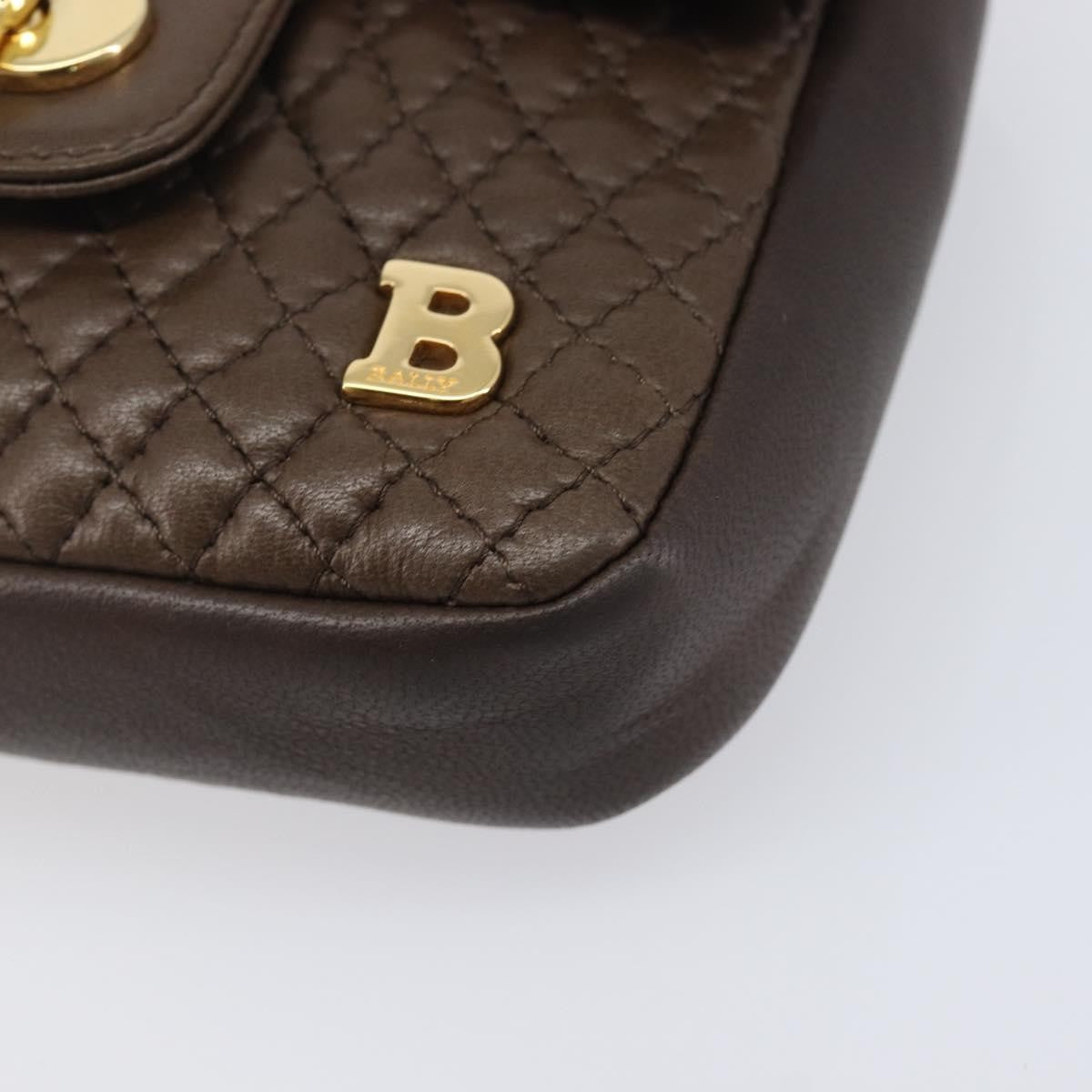 Bally Vintage Chain Quilted Leather, Brown, Leather, Shoulder Bag