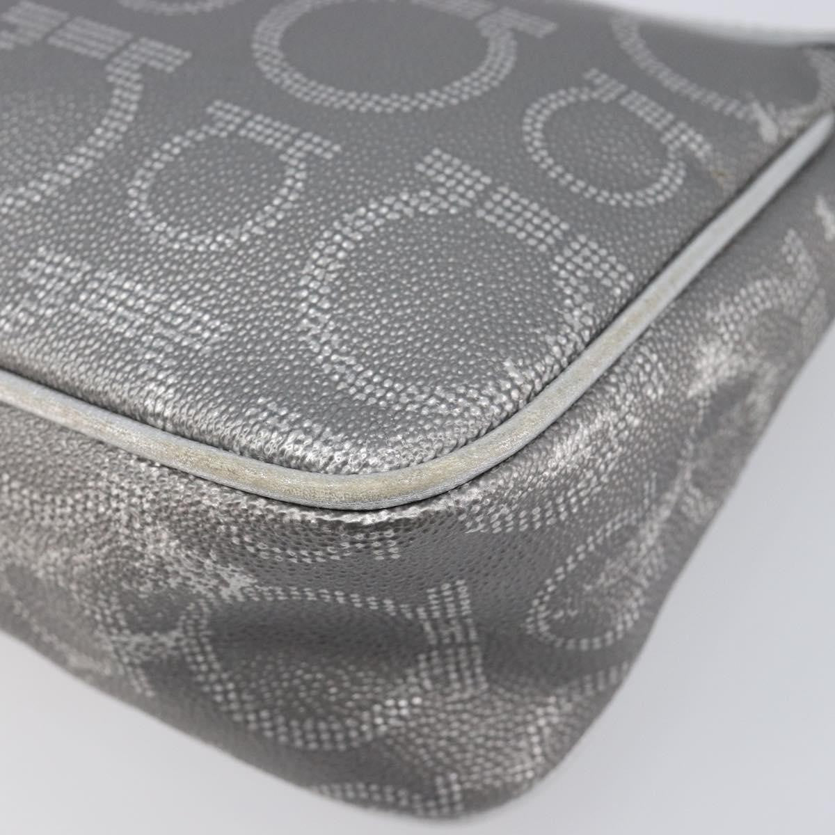 Salvatore Ferragamo Gancini Leather, Silver, Leather, Crossbody Bag