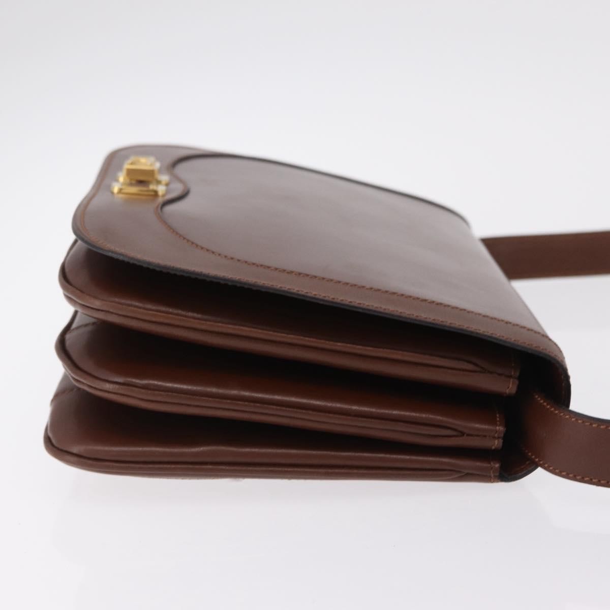 Celine Triomphe Leather, Brown, Leather, Shoulder Bag