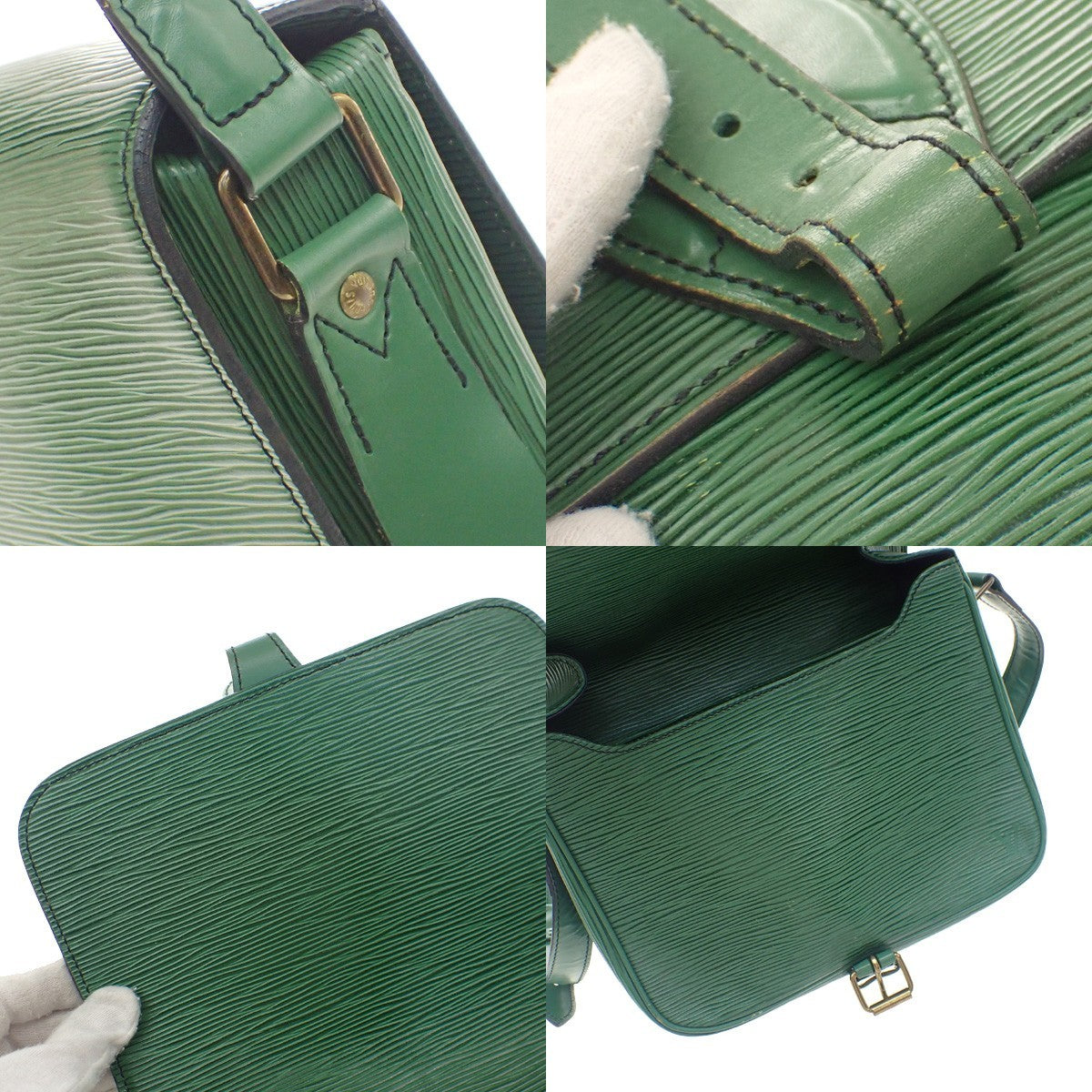Louis Vuitton Cartouchiere Epi Leather, Green, Leather, Handbag