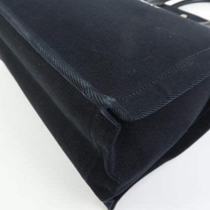Saint Laurent Rive Gauche Shopper Canvas, Black, Canvas, Tote Bag