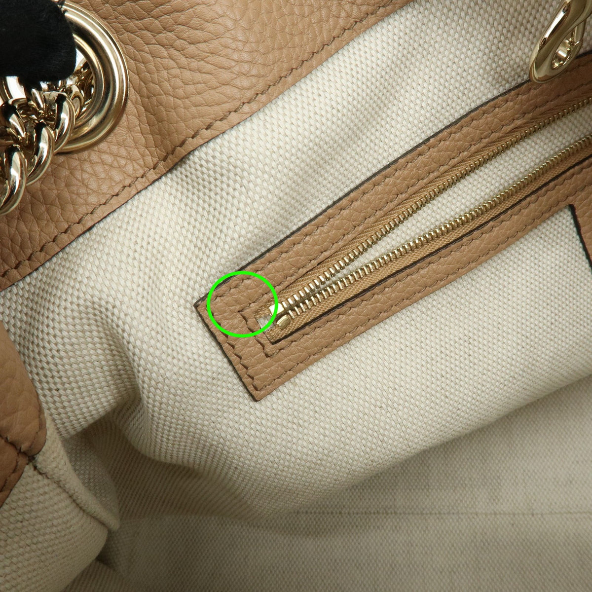 Gucci Soho Chain Strap Leather, Beige, Leather, Shoulder Bag