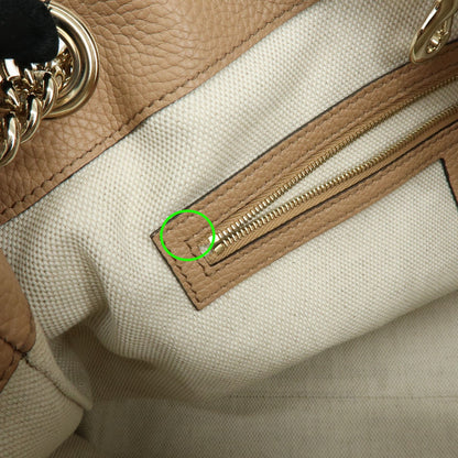 Gucci Soho Chain Strap Leather, Beige, Leather, Shoulder Bag