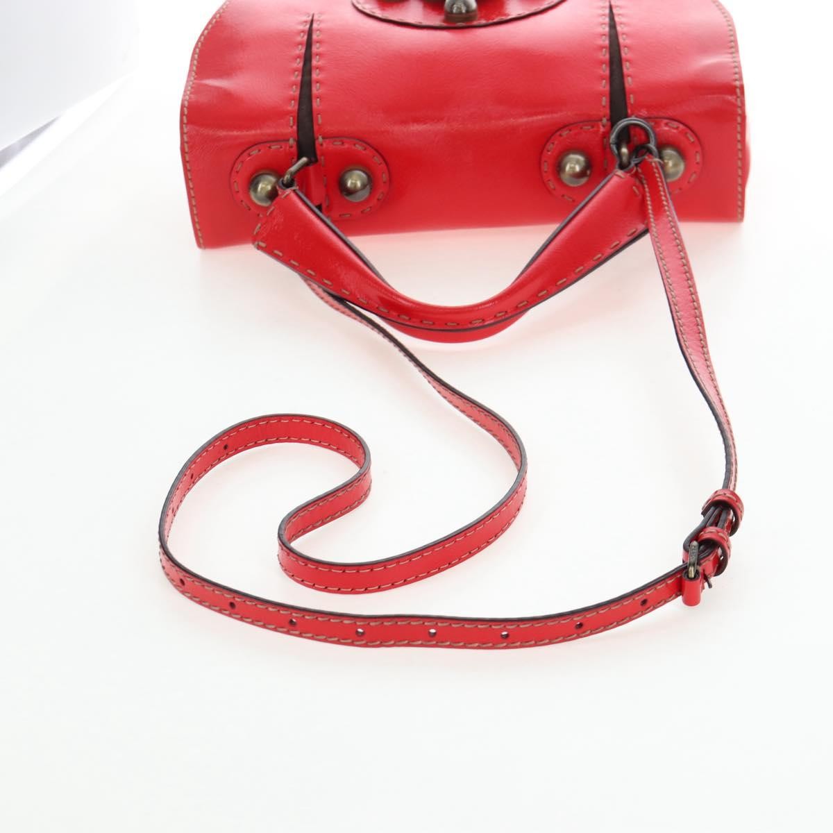 Fendi Secret Code F3 Convertible Satchel Textured Leather, Red, Leather, Handbag