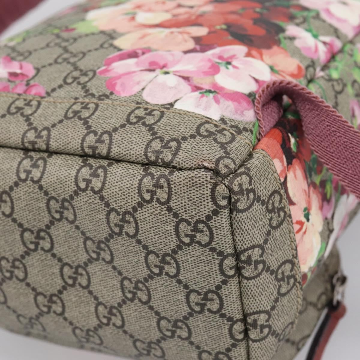 Gucci Buckle Blooms Print GG Coated Canvas, Beige, Canvas, Backpack